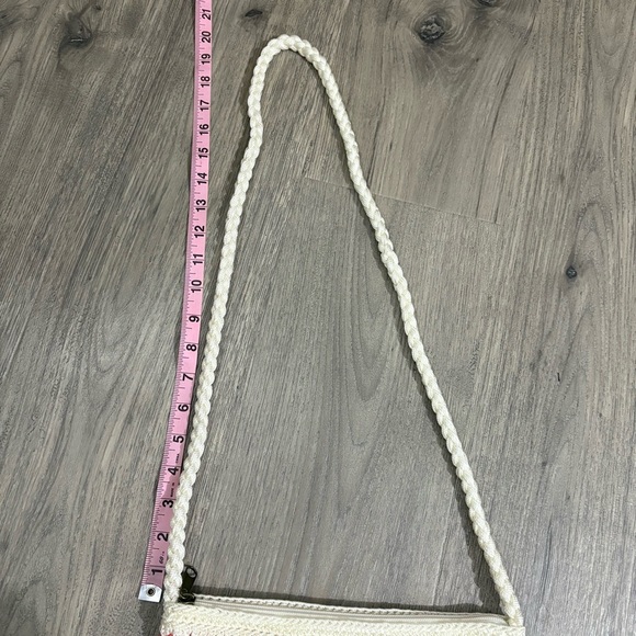 Vtg Croft & Barrow Crochet Knit Striped Shoulder Bag Multicolor Boho Nautical - Picture 5 of 8